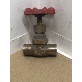 NIBCO 3/8" COPPER-NIBCO GLOBE VALVE- 3/8" SWEAT Valve-3/8"C x3/8"C-RED HANDLE-