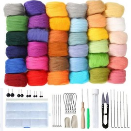 CHAWHO Needle Felting Set 36 Colours Felt Set for Beginners - Felt Wool Fairy Tale Wool Starter Kit, Felt Wool Craft with Tool Set for Wet Felting and Dry Felting DIY Crafts