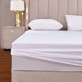 The Cotton & Silk 100% Luxury 5-Star Hotel Quality Long-Staple Cotton Bed Sheets - Fitted Sheet/Bottom Sheet Only with Elasticized Deep Pocket, Genunine 300TC, Queen Size, White