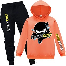 Forlcool Ninja Kidz Merch Hoodies and Pants 2pcs Tracksuits for Kids Ninja Kidz Comfortable Casual Suits (Orange,7-8 Years,7 Years,8 Years)