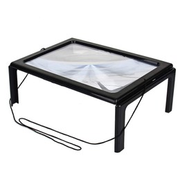 LiebeWH Lupa de Lectura 3X Manos Libres A4 Página Soporte Plegable Lente Horizontal Gran Visualización con Luz LED para Leer Libros