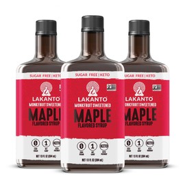 Lakanto Sugar Free Maple Syrup - Monk Fruit Sweetener, Keto Diet Friendly, Vegan, 1g Net Carbs, Pancakes, Waffles, Oatmeal, Coffee, Tea, Granola, Frosting, Marinade, Dressing (13 fl oz - Pack of 3)