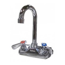 Gsw AA-410G Faucet, 4" Wall Mounted Backsplash, W/ 3-1/2" Gooseneck Spout, 1/2" Npt Male Inlets,
