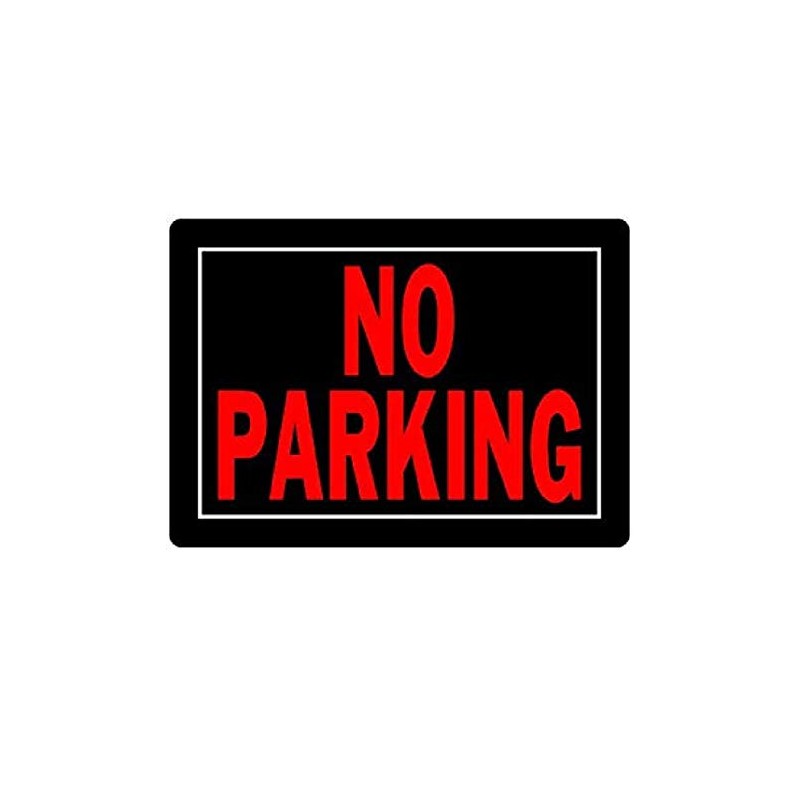 HILLMAN 840145 No Parking Sign, Black and Red Aluminum Metal,
