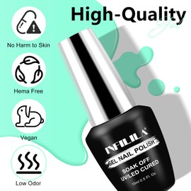 NXJ INFILILA Green Gel Nail Polish, 15ml 0.51oz One-Stroke Coloring Pastel Green Gel Polish, Hema Free Mint UV Gel Nail Polish, Light Color Spring and Summer Nail Manicure Salon DIY for Girls SNO023