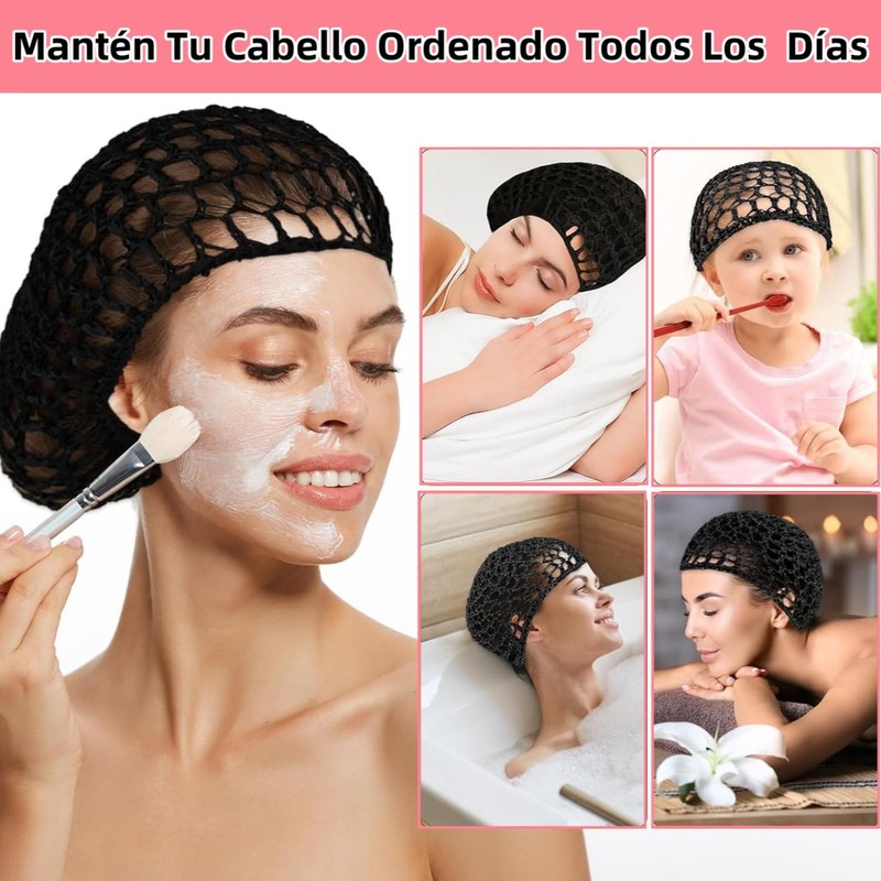 THJOPOKEEL 4 Redes de Malla para Cabello, Gorros de Dormir