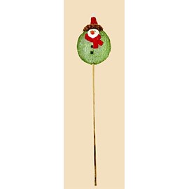Worth Imports 3.5" Round Country Snowman On 8" Pick, WhiteRedGreenCream