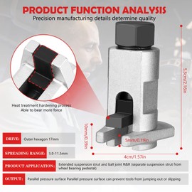 Hydraulic Shock Absorber Removal Tool, Universal Claw Ball Head Swing Arm Suspension Separator, Labor-Saving Suspension Strut Spreader Tool for Car Repair Maintenance, Chassis Removal Tool (Silver)