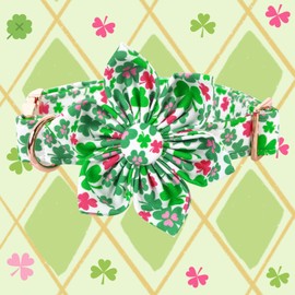 Elegant little tail Lucky Clover Dog Collar, Cute Detachable Dog Collar with Flower, Gift Pet Collar Adjustable Dog Collar for Large Dogs