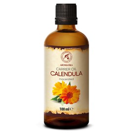 Aceite de Caléndula 100ml - Calendula Officinalis - 100% Puro y Natural - Botella de Cristal - Aceite Base - Cuidado Intensivo para el Rostro - Cabello - para la Piel Todo el Cuerpo