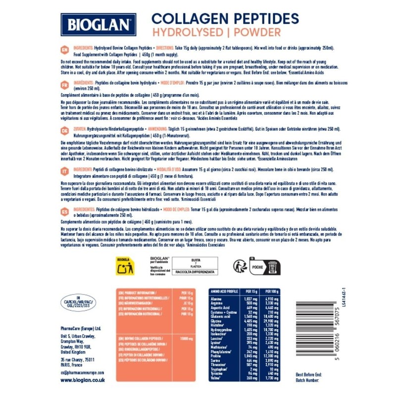 Bioglan Bovine Collagen Peptides Powder - 450g
