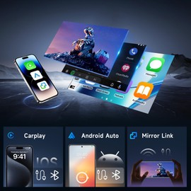 [4G+64G] Android Car Stereo for Fiat 500 2007-2015 with Wireless Carplay Android Auto, Hodozzy 9 inch Touch Screen with GPS, Mirror Link, Bluetooth, WiFi, DSP, FM/RDS Radio