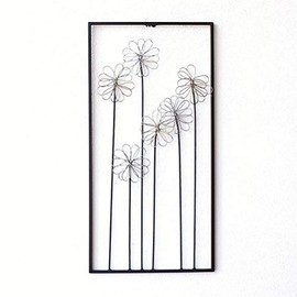 kwb6035 Wall Decor Flower Iron Interior Wall Hanging Stylish Art Panel Japanese Style Modern Antique Wall Decor Iron Wall Decor Silver & Gold Flower