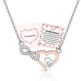 FANCIBAND Valentinstagsgeschenke für Sie, Halskette Damen Herz Symbol der Unendlichkeit Silber 925, Halsketten Damen Geschenk für Freundin Frau Paar Jahrestag Geburtstag Hochzeit Weihnachten, Sterling