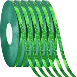 6 Rolls Green Ribbon,Colorful Curling Ribbon for Wrapping,Bows,Crafting 02 Green Shiny 3/16 Inch