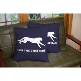 Shorping Zippered Pillow Covers Pillowcases 16x16Inch 2 Pack Save The Cheetah Lumbar Decorative Throw Pillow Cover Pillow Cases Cushion Cover for Home Sofa Bedding