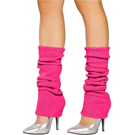 Crazy Chick® Deluxe Luxurious Ladies 80's Plain Ribbed Leg Warmers Legwarmers 12 Color TU TU (Pink)