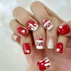 Christmas Press on Nails Short Square Fake Nails Full Cover