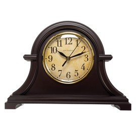 Vintage Table Clock Series Mantel Clock,12.5 Inch, Silent Analog Quartz Movement, Mahogany Color (13798)