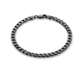 STERLL Mens Sterling Silver Bracelet Black Oxidised Eco Packaging Men Gifts, Sterling Silver, without stone