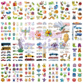 Tattoos for Kids,30 Sheets Temporary Tattoos Stickers for Girls and Boys,Butterfly Animals Cars Dinosaur Flower Tattoo Paper for Kids Birthday Party Favors (Car Insect Monster)