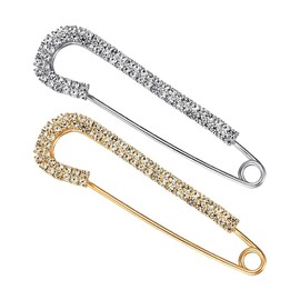 Women's Brooch Rhinestone Pearl Cardigan Scarf Clip Sweater Scarf Clip Jeans Lavalier Clothing Accessories Pack of 2, Crystal