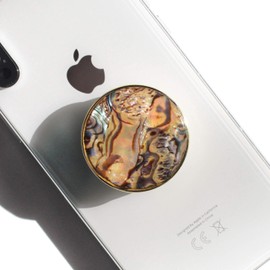 OnTheGrip Cute Natural Seashell Design Round Shape Collapsible Mobile Phone Grip Stand Holder for Smartphone Tablet Cell Phone Accessory (Leopard)