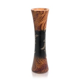 AeraVida Modern Decorative Carved Jasmine Flower Brown Mango Tree Wooden Vase