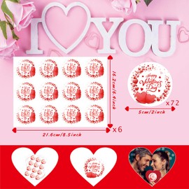 Valentine's Day Love Stickers Valentines Day Gift Stickers Valentine's Day Sticker 72pcs Valentine's Day Stickers Valentine's Day Tags for Valentine's Day Decorative Stickers