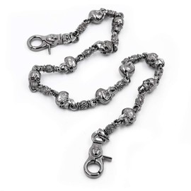 UNIQSUM Heavy Skull Wallet Chain Ethnic Biker Punk Key Jean Chain SJ34B (Gun-Metal)