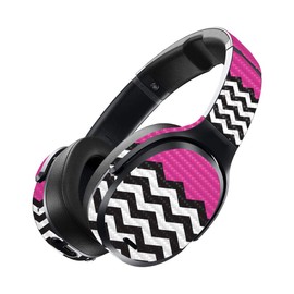 MightySkins Carbon Fiber Skin for Skullcandy Crusher ANC - Hot Pink Chevron | Protective, Durable Textured Carbon Fiber Finish | Easy to Apply, Remove, and Change Styles | Made in The USA