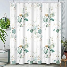 Umpoo Eucalyptus Leaves Shower Curtain Abstract Branches Leaf Spring Nature for Bathroom Modern Farmhouse Style Home Decor Waterproof Polyester Fabric Shower Curtain with Hooks, 69x70 Inch