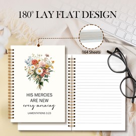 OINDADE Floral Bible Notebook Journal - Christian Spiral Notebook, Bible Notebooks for Note Taking, His Mercies Floral Flower Notebooks Gifts for Women, Christian School Office Supplies, 6x8.2In