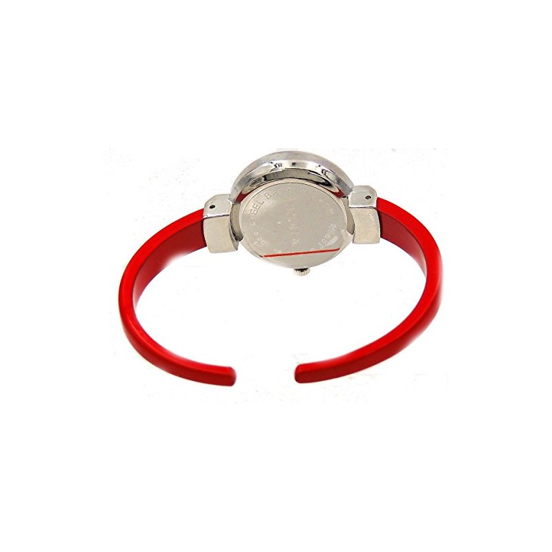 Women's Classic Easy Read Bangle Cuff Watch (Red)