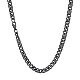 Richsteel Men's, Women's Curb Chain, Classic Cuban Necklace in 3 mm/6 mm/9 mm/12 mm Stainless Steel, Silver/Black/Gold, Solid Necklace, 36 cm Long to 76 cm Long, Stainless Steel, No Gemstone