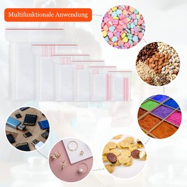 Auckpure 600 Pieces Ziplock Bags Set - 80 Micron Ziplock Bags - 6 Sizes - Poly Bags with Sealed Zip - Reusable Ziplock Bag