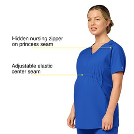 WonderWink W123 Women’s Maternity Scrub Top — Royal, Small