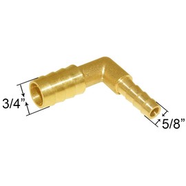 Joywayus Reducer Elbow 5/8" to 3/4" Hose Barb 90 Degree L Right Angle Union Brass Fitting Water/Fuel/Air