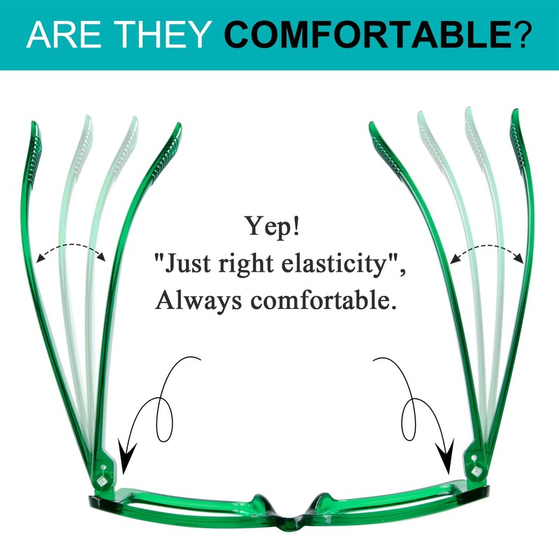 LUR Huge Metalless Screwless Spring Hinges Readers for Women 6