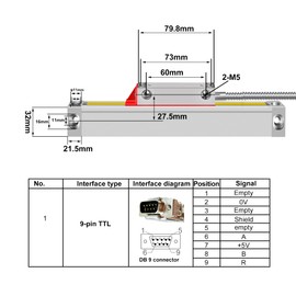 Optical Linear Scale Encoder 5um 170mm (6") Travel Length for Milling Mill Machine Lathe Machine