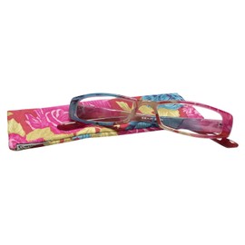 Calabria 746 Cute Tropical Floral Reading Glasses +1.00 Pink Women Trendy Fashion Hawaiian Print Readers Colorful Eyeglasses