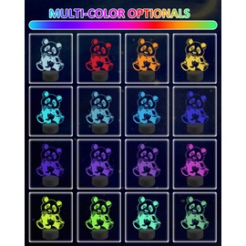 Panda 3d Illusion Night Light, FULLOSUN Optical Hologram Lamp 16 Colors with Remote Control Changing, LED Bedside Nightlight Kids Bedroom Decor Best Birthday Gift Toys for Children Boy Girl
