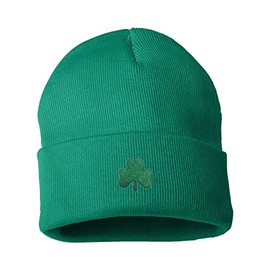 Go All Out One Size Kelly Cuffed Shamrock St. Patrick's Day Embroidered Cuffed Knit Beanie Cap