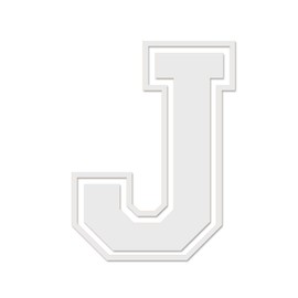 Applicable Pun Varsity Letter J - Vinyl Decal for Outdoor Use on Cars, ATV, Boats, Windows and More - White 6 Inches Tall