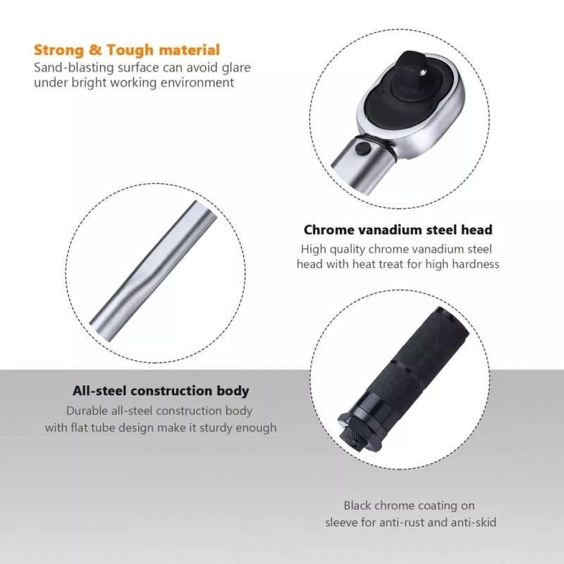 Tacklife NEW Ratcheting 1/2 inch Drive Ratchet Click Torque Wrench