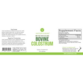 Antler Farms 100% Pure New Zealand Bovine Colostrum, 220 Capsules, 600mg - Grass Fed, Pasture Raised, Clean Sourced, Cold Processed, Undiluted, High IgG Content
