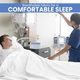 Linteum Textile Hospital Thermal SNAGLESS Spread Blanket, 100% Cotton 2-Pack (74x100 in, White)