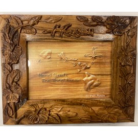 Koa Wood Handcafted 5"x7" Picture Frame Hawaii Flower Design Brown