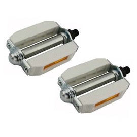 Lowrider 507 PVC Pedals 1/2" White/Chrome. Bike Pedals, Bicycle Pedal, Beach Cruiser, Chopper, Limo, Stretch Bike