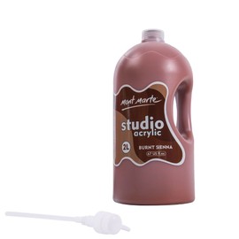 Mont Marte Discovery School Acrylic, Burnt Sienna, 1/2 Gallon (2 Liter). Ideal for Students and Artists. Excellent Coverage and Fast Drying. Pump Lid Included.